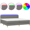 Image de vidaXL Lit boxspring avec matelas & LED gris foncé 200x200 cm Tissu