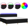 Image de vidaXL Lit Boxspring avec matelas & LED Noir 200x200 cm Tissu