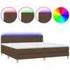 Image de vidaXL Lit Boxspring avec matelas & LED Marron foncé 200x200 cm Tissu