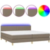 Image de vidaXL Lit Boxspring avec matelas & LED Taupe 200x200 cm Tissu