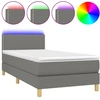 Image de vidaXL Lit boxspring avec matelas & LED gris foncé 80x200 cm Tissu