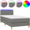 Image de vidaXL Lit boxspring avec matelas & LED gris foncé 90x190 cm Tissu
