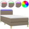 Image de vidaXL Lit Boxspring avec matelas & LED Taupe 90x200 cm Tissu