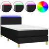 Image de vidaXL Lit Boxspring avec matelas & LED Noir 100x200 cm Tissu