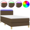 Image de vidaXL Lit Boxspring avec matelas & LED Marron foncé 100x200 cm Tissu