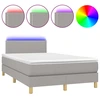 Image de vidaXL Lit boxspring avec matelas & LED gris clair 120x200 cm Tissu