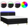 Image de vidaXL Lit Boxspring avec matelas & LED Noir 140x200 cm Tissu