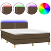 Image de vidaXL Lit Boxspring avec matelas & LED Marron foncé 140x200 cm Tissu