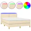 Image de vidaXL Lit Boxspring avec matelas & LED Crème 140x200 cm Tissu