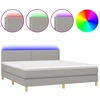 Image de vidaXL Lit boxspring avec matelas & LED gris clair 180x200 cm Tissu