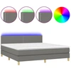 Image de vidaXL Lit boxspring avec matelas & LED gris foncé 180x200 cm Tissu