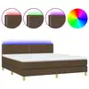 Image de vidaXL Lit Boxspring avec matelas & LED Marron foncé 180x200 cm Tissu