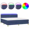 Image de vidaXL Lit Boxspring avec matelas & LED Bleu 180x200 cm Tissu
