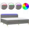 Image de vidaXL Lit boxspring avec matelas & LED gris foncé 200x200 cm Tissu
