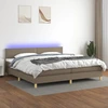 Image de vidaXL Lit Boxspring avec matelas & LED Taupe 200x200 cm Tissu