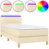 Image de vidaXL Lit Boxspring avec matelas & LED Crème 80x200 cm Tissu