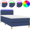 Image de vidaXL Lit Boxspring avec matelas & LED Bleu 80x200 cm Tissu