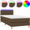 Image de vidaXL Lit Boxspring avec matelas & LED Marron foncé 100x200 cm Tissu