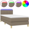 Image de vidaXL Lit Boxspring avec matelas & LED Taupe 100x200 cm Tissu