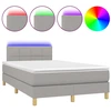 Image de vidaXL Lit boxspring avec matelas & LED gris clair 120x200 cm Tissu