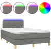 Image de vidaXL Lit boxspring avec matelas & LED gris foncé 120x200 cm Tissu