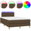 Image de vidaXL Lit Boxspring avec matelas & LED Marron foncé 120x200 cm Tissu