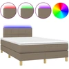 Image de vidaXL Lit Boxspring avec matelas & LED Taupe 120x200 cm Tissu