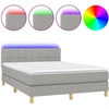 Image de vidaXL Lit boxspring avec matelas & LED gris clair 140x190 cm Tissu