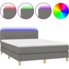 Image de vidaXL Lit boxspring avec matelas & LED gris foncé 140x200 cm Tissu