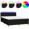 Image de vidaXL Lit Boxspring avec matelas & LED Noir 140x200 cm Tissu
