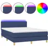 Image de Lit Boxspring avec matelas & LED Bleu 140x200 cm Tissu