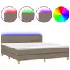 Image de vidaXL Lit Boxspring avec matelas & LED Taupe 160x200 cm Tissu