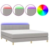 Image de vidaXL Lit boxspring avec matelas & LED gris clair 180x200 cm Tissu