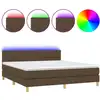 Image de vidaXL Lit Boxspring avec matelas & LED Marron foncé 180x200 cm Tissu