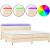 Image de vidaXL Lit boxspring avec matelas & LED Crème 200x200 cm Tissu