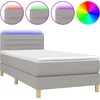 Image de vidaXL Lit boxspring avec matelas & LED gris clair 80x200 cm Tissu