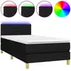 Image de vidaXL Lit Boxspring avec matelas & LED Noir 80x200 cm Tissu