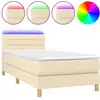Image de vidaXL Lit Boxspring avec matelas & LED Crème 80x200 cm Tissu