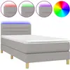 Image de vidaXL Lit boxspring avec matelas & LED gris clair 90x190 cm Tissu