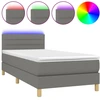 Image de vidaXL Lit boxspring avec matelas & LED gris foncé 90x190 cm Tissu