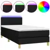 Image de vidaXL Lit Boxspring avec matelas & LED Noir 90x190 cm Tissu