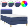Image de vidaXL Lit Boxspring avec matelas & LED Bleu 90x200 cm Tissu