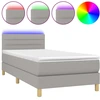 Image de vidaXL Lit Boxspring avec matelas & LED Gris clair 100x200 cm Tissu