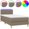 Image de vidaXL Lit Boxspring avec matelas & LED Taupe 100x200 cm Tissu