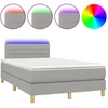 Image de vidaXL Lit boxspring avec matelas & LED gris clair 120x200 cm Tissu