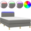 Image de vidaXL Lit boxspring avec matelas & LED gris foncé 120x200 cm Tissu