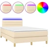 Image de vidaXL Lit Boxspring avec matelas & LED Crème 120x200 cm Tissu