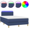 Image de vidaXL Lit Boxspring avec matelas & LED Bleu 120x200 cm Tissu