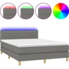 Image de vidaXL Lit boxspring avec matelas & LED gris foncé 140x190 cm Tissu