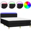 Image de vidaXL Lit Boxspring avec matelas & LED Noir 140x190 cm Tissu